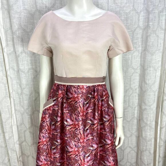 David Peck Pink Floral Gown Size 2 Silk Formal‎ Dress Floor Length - Picture 2 of 12